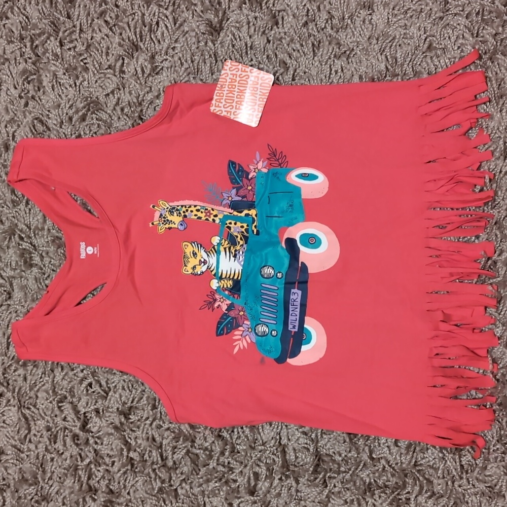 Fabkids Dark Coral Fringe Safari Tank Top